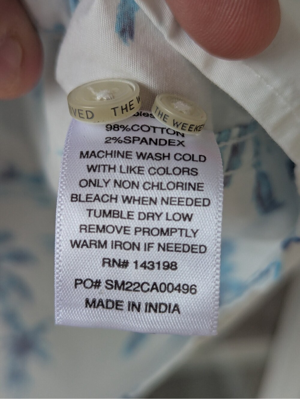 Chubbies Men M White Blue Palm Tree AOP Button Up Weekender Shirt 21x30 Tropical - Picture 3 of 9
